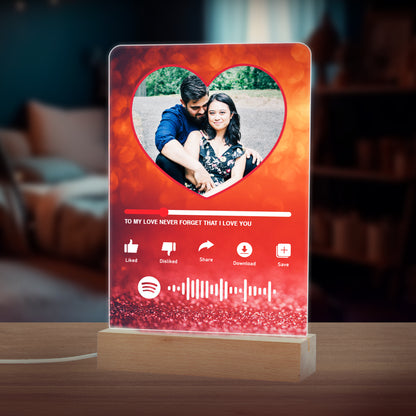 Custom Photo With Spotify Music Code LED Night Lamp Gift for Family, Friends, Couples, Colleagues on Birthday, Anniversary, Wedding - NL0021