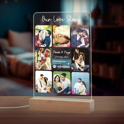 Custom 8-Photo With Spotify Music Code LED Night Lamp Gift for Family, Friends, Couples, Colleagues on Birthday, Anniversary, Wedding - NL0001