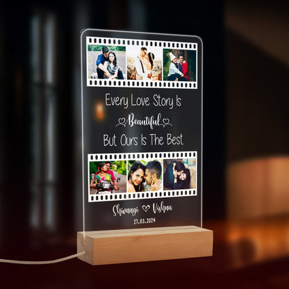 Custom 6-Photo, Name and Date LED Night Lamp Gift for Family, Friends, Couples, Colleagues on Birthday, Anniversary, Wedding - NL0003