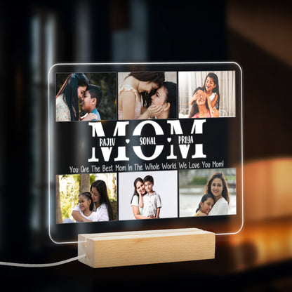 Custom 6-Photo, and Name LED Night Lamp Gift for Mother, Aunt and Woman On Mother's Day - NL0005