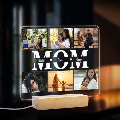 Custom 6-Photo, and Name LED Night Lamp Gift for Mother, Aunt and Woman On Mother's Day - NL0006