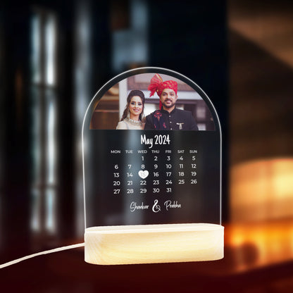 Custom Photo Month, and Date Calendar LED Night Lamp Gift for Family, Children on Birthday, Anniversary - NL0010