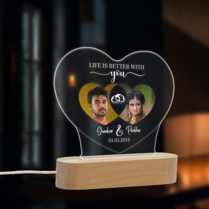 Custom Couple Photo, Name Date LED Night Lamp Gift for Family, Friends, Couples, Colleagues on Birthday, Anniversary, Wedding - NL0012