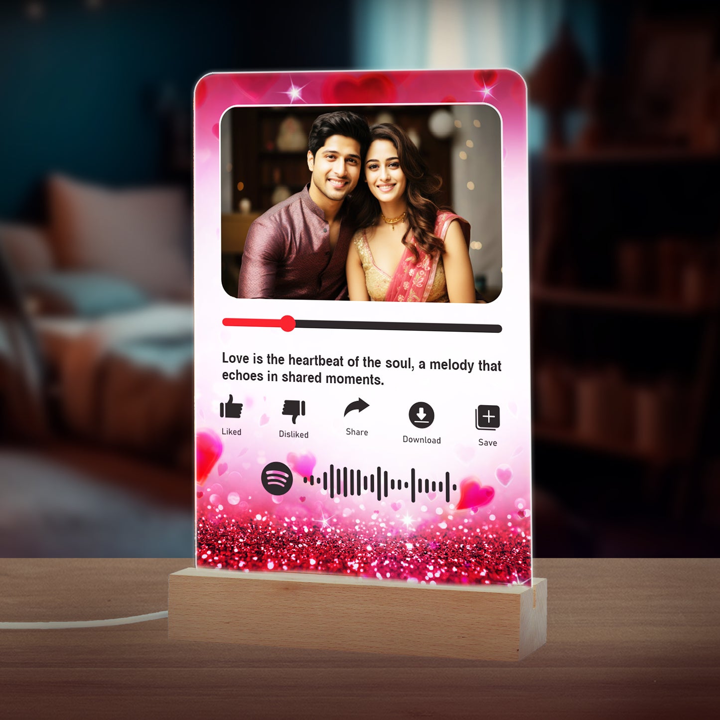 Custom Photo With Spotify Music Code LED Night Lamp Gift for Family, Friends, Couples, Colleagues on Birthday, Anniversary, Wedding - NL0019