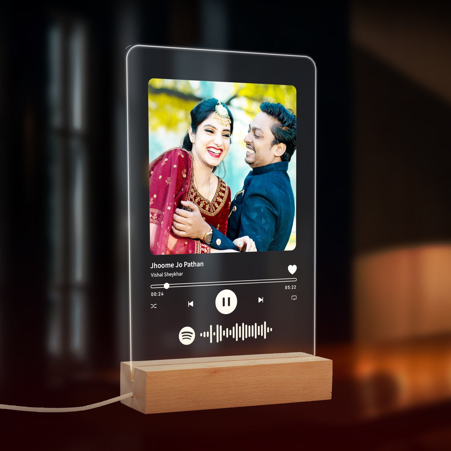 Custom Photo With Spotify Music Code LED Night Lamp Gift for Family, Friends, Couples, Colleagues on Birthday, Anniversary, Wedding - NL0026