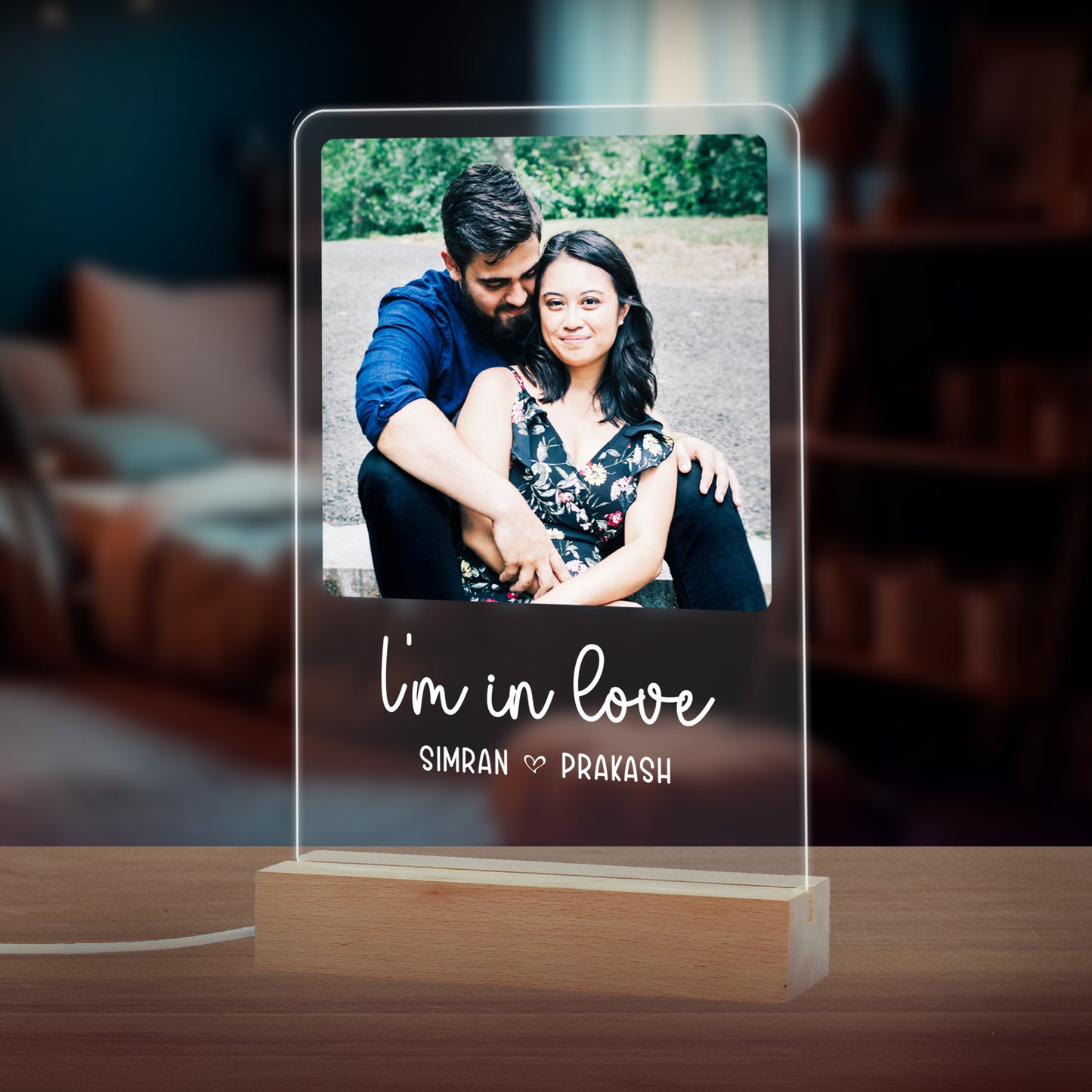 Custom Photo, and Name LED Night Lamp Gift for Family, Friends, Couples, Colleagues on Birthday, Anniversary, Wedding - NL0027