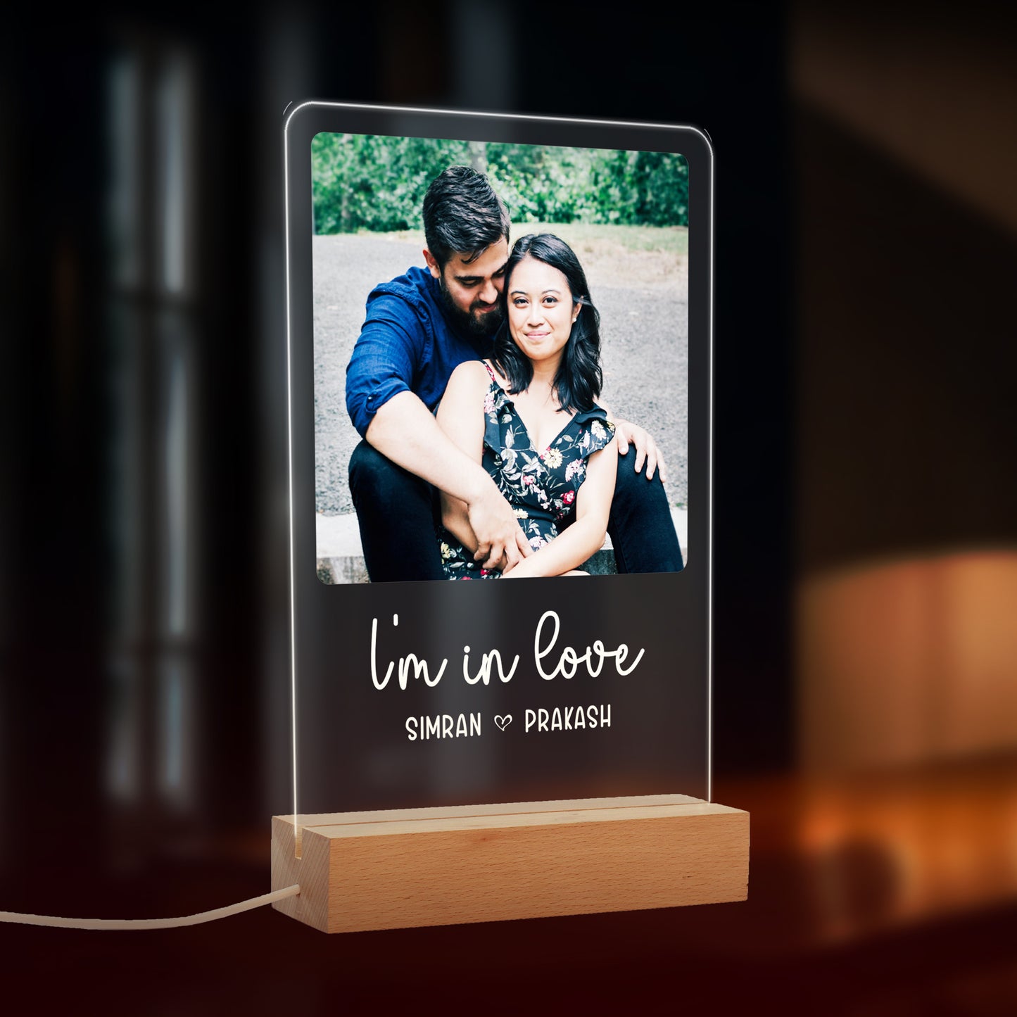 Custom Photo, and Name LED Night Lamp Gift for Family, Friends, Couples, Colleagues on Birthday, Anniversary, Wedding - NL0027