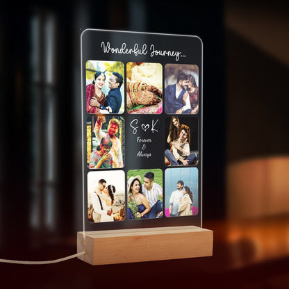 Custom 8-Photo, and Name LED Night Lamp Gift for Family, Friends, Couples, Colleagues on Birthday, Anniversary, Wedding - NL0028