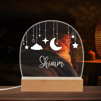  Custom Name Moon, Star, and Cloud LED Night Lamp Gift for Kids, Todller's Birthday