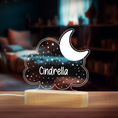 Custom Name Moon, Star and Cloud LED Night Lamp Gift for Kids, Todller on Birthday, Baby Shower, Name Ceremony - NL0034