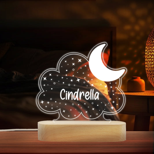  Custom Name Moon, Star and Cloud LED Night Lamp Gift for Kids Baby Shower