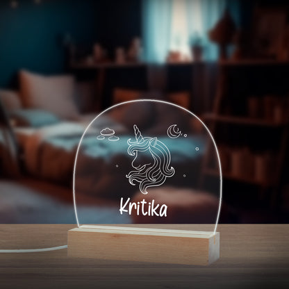 Custom Name Unicorn Design LED Night Lamp Gift for Kids, Todller on Birthday, Baby Shower, Name Ceremony - NL0037