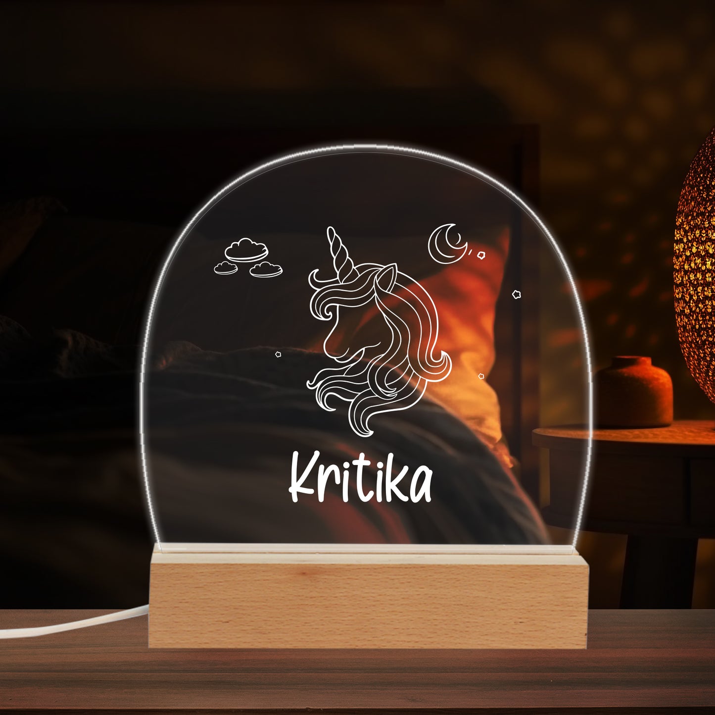  Custom Name Unicorn Design LED Night Lamp Gift for Kids, Todller on Birthday, Baby Shower