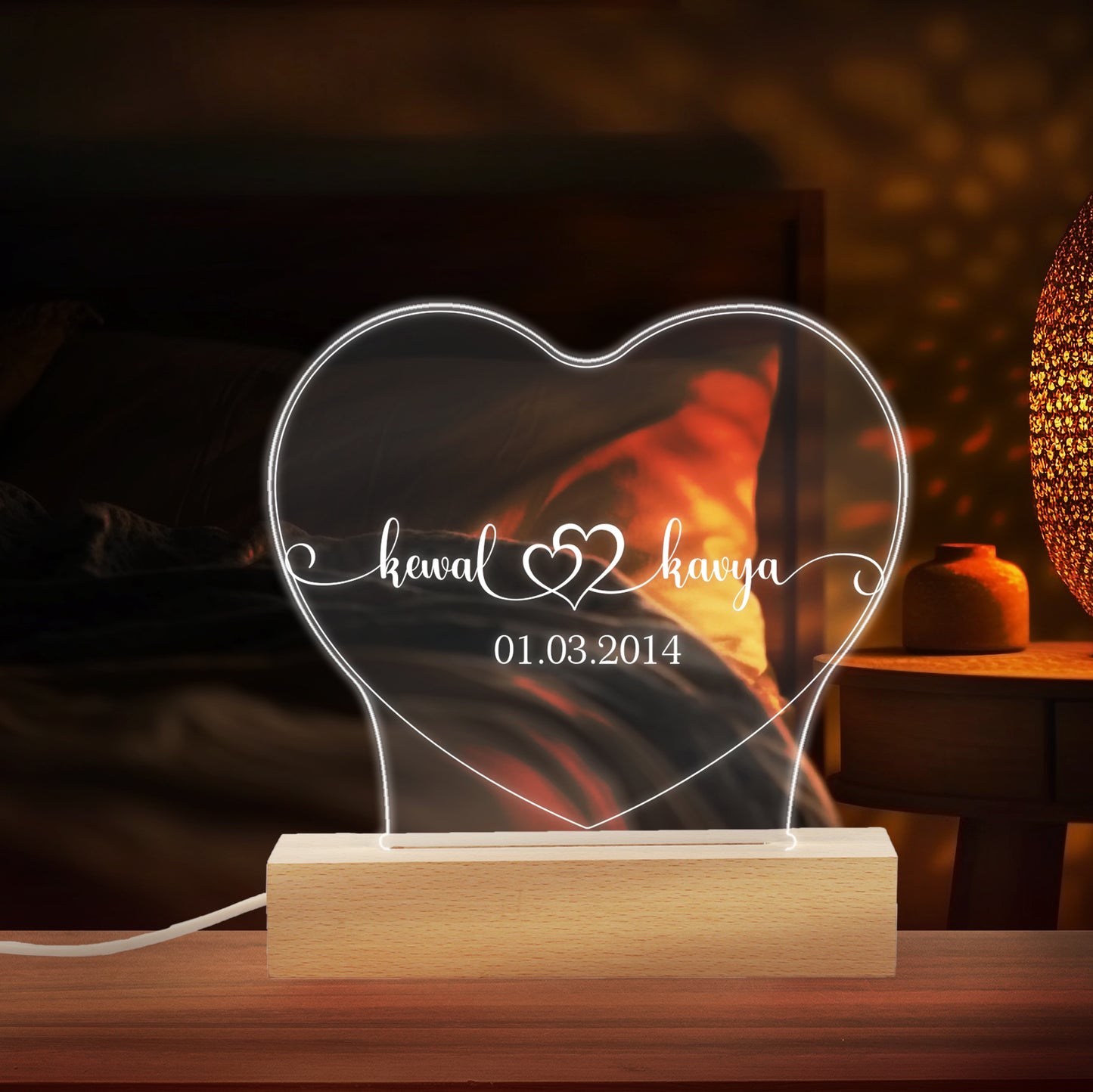  Custom Name, and Date LED Night Lamp Gift for Family, Friends, Couples, Colleagues