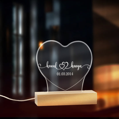 Custom Name, and Date LED Night Lamp Gift for Family, Friends, Couples, Colleagues on Birthday, Anniversary, Wedding - NL0038