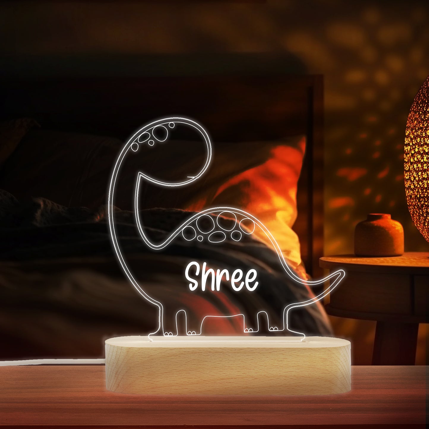 Custom Name Dinosaur Design LED Night Lamp Gift for Kids, Todller on Birthday, Baby Shower, Name Ceremony - NL0044