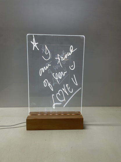 LED Message Board 3D Writing Night Lamp (with Wooden Stand & Markers) ✨