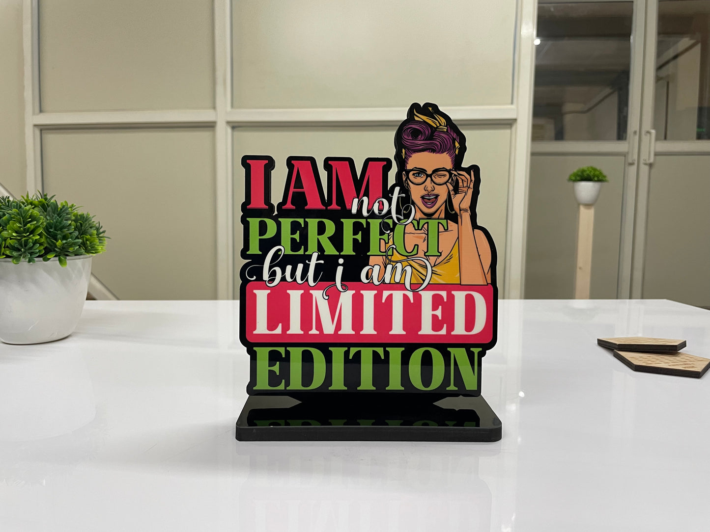 I Am Not Perfect But I Am Limited Edition Motivation Quote Desk Decor Accessories