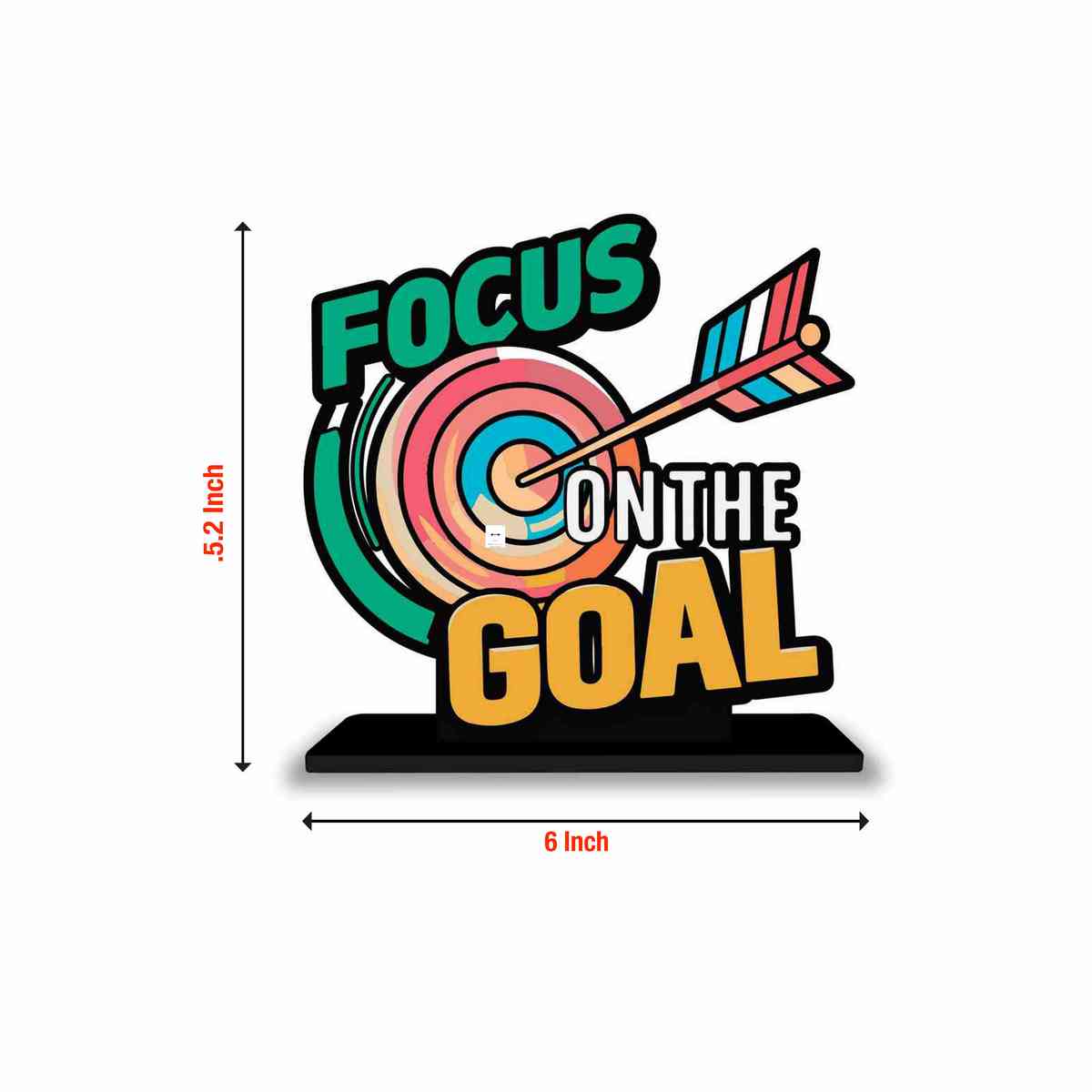 Focus on The Goal Motivational Quote Wood showpiece, Office and Home Decor Item, Study or Computer Table, Decorative Gift Item - P0023