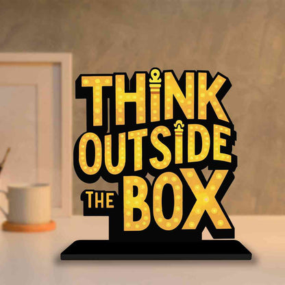 Think Outside The Box Motivational Quote Wood showpiece, Office and Home Decor Item, Study or Computer Table, Decorative Gift Item - P0040