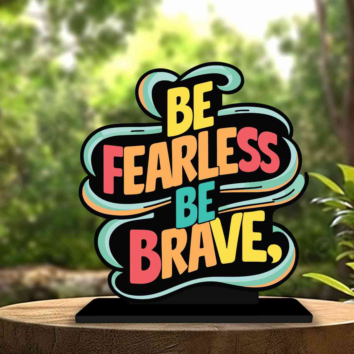 Be Fearless Be Brave Motivational Quote Wood showpiece, Office and Home Decor Item, Study or Computer Table, Decorative Gift Item - P0043