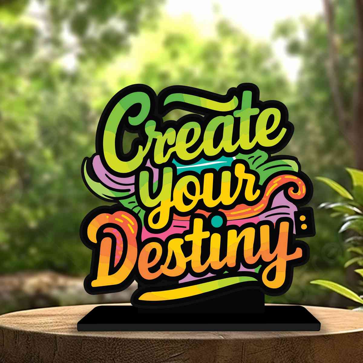 Create Your Destiny Motivational Quote Wood showpiece, Office and Home Decor Item, Study or Computer Table, Decorative Gift Item - P0051