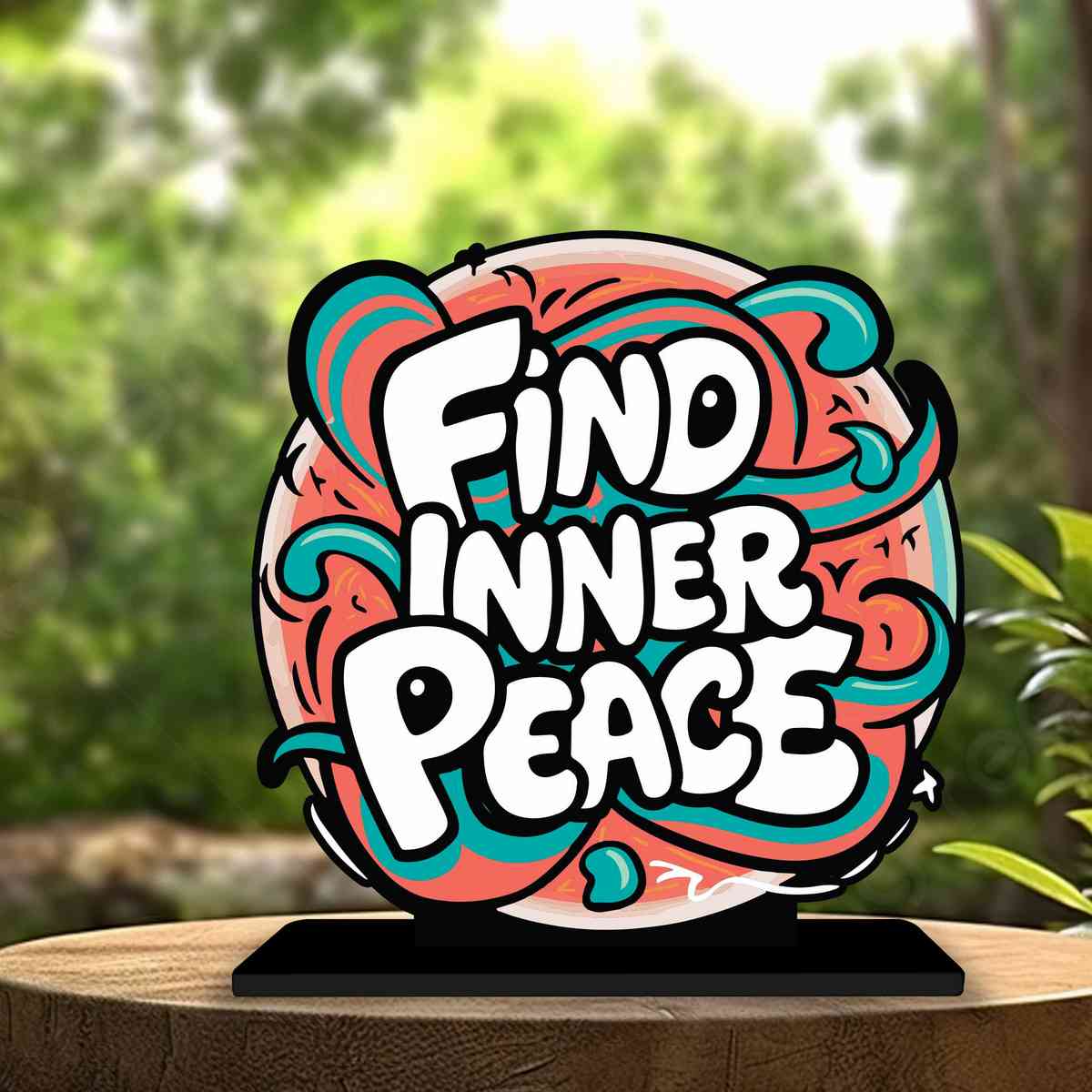 Find Inner Peace Motivational Quote Wood showpiece, Office and Home Decor Item, Study or Computer Table, Decorative Gift Item - P0058