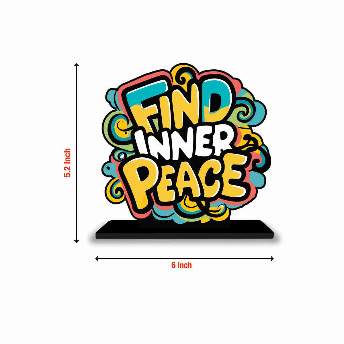 Find Inner Peace Motivational Quote Wood showpiece, Office and Home Decor Item, Study or Computer Table, Decorative Gift Item - P0060