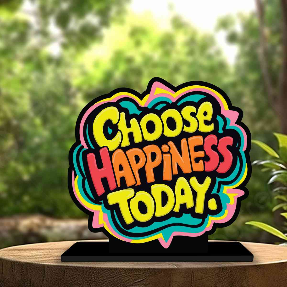 Choose Happiness Today Motivational Quote Wood showpiece, Office and Home Decor Item, Study or Computer Table, Decorative Gift Item - P0064