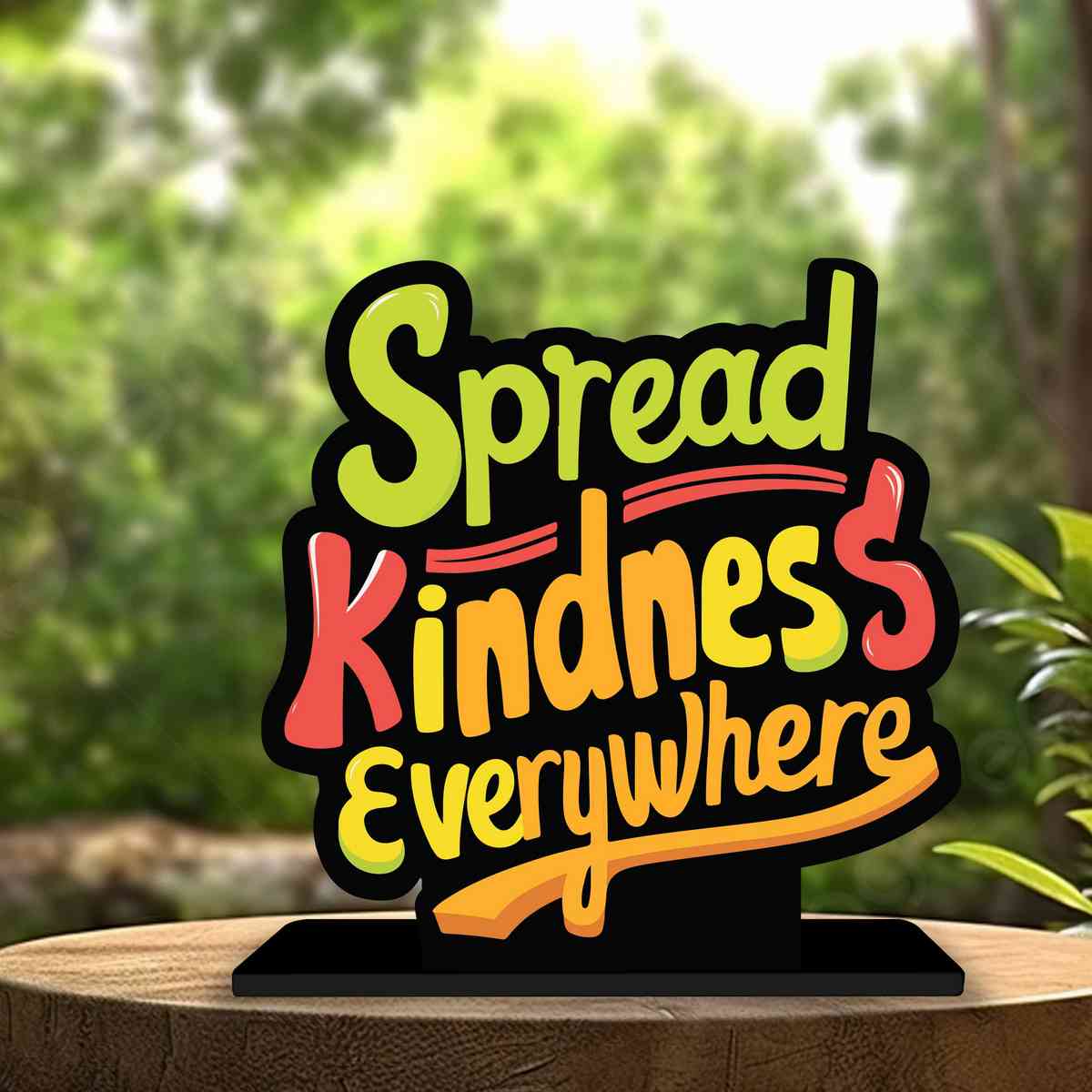 Spread Kindness Everywhere Motivational Quote Wood showpiece, Office and Home Decor Item, Study or Computer Table, Decorative Gift Item - P0076