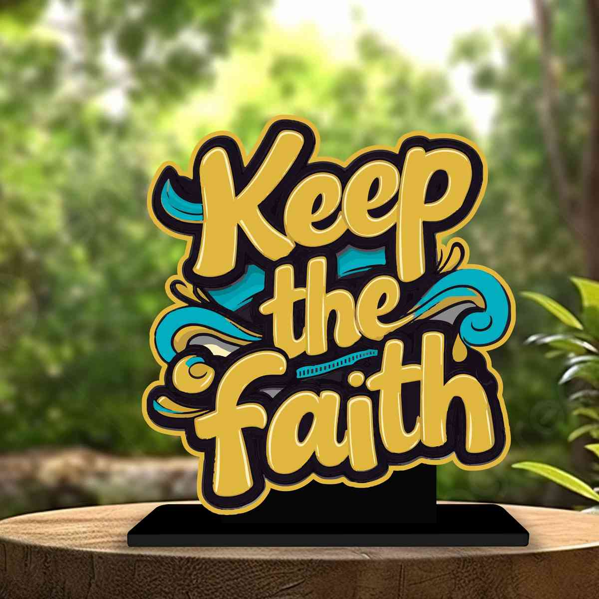 Keep The Faith Motivational Quote Wood showpiece, Office and Home Decor Item, Study or Computer Table, Decorative Gift Item - P0080