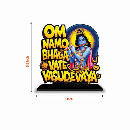 Om Namo Bhagvate Vasudevaya Motivational Quote Wood showpiece, Office and Home Decor Item, Study or Computer Table, Decorative Gift Item - P0089