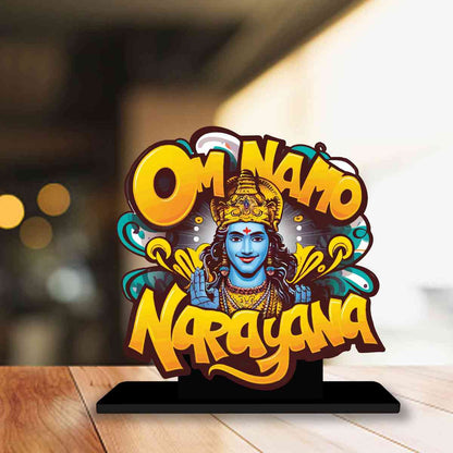 Om Namo Narayana Motivational Quote Wood showpiece, Office and Home Decor Item, Study or Computer Table, Decorative Gift Item - P0091