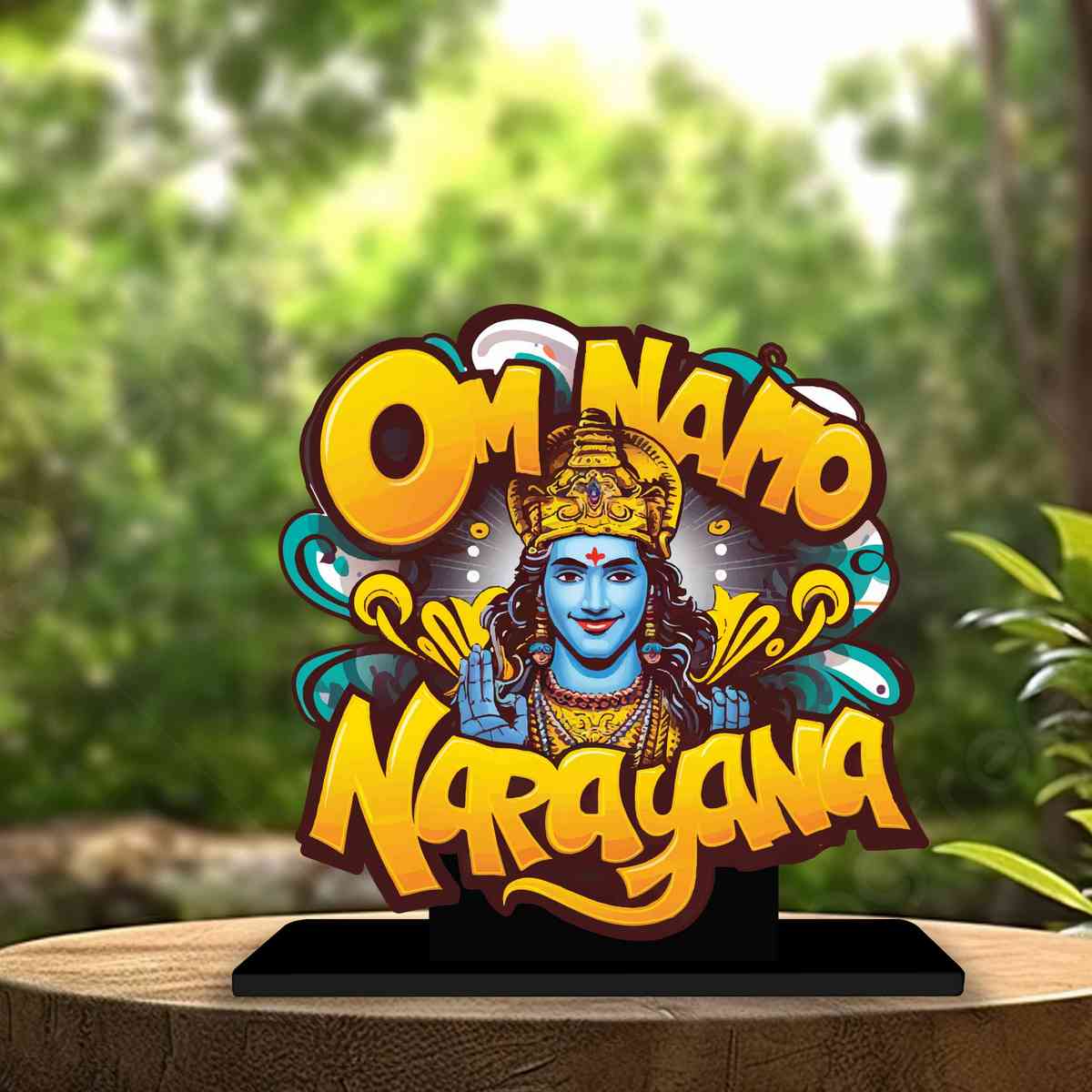 Om Namo Narayana Motivational Quote Wood showpiece, Office and Home Decor Item, Study or Computer Table, Decorative Gift Item - P0091