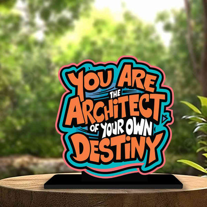 Architect of Your Own Destiny Motivational Quote Wood showpiece, Office and Home Decor Item, Study or Computer Table, Decorative Gift Item - P0092