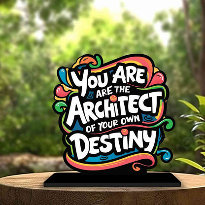 Architect of Your Own Destiny Motivational Quote Wood showpiece, Office and Home Decor Item, Study or Computer Table, Decorative Gift Item - P0093