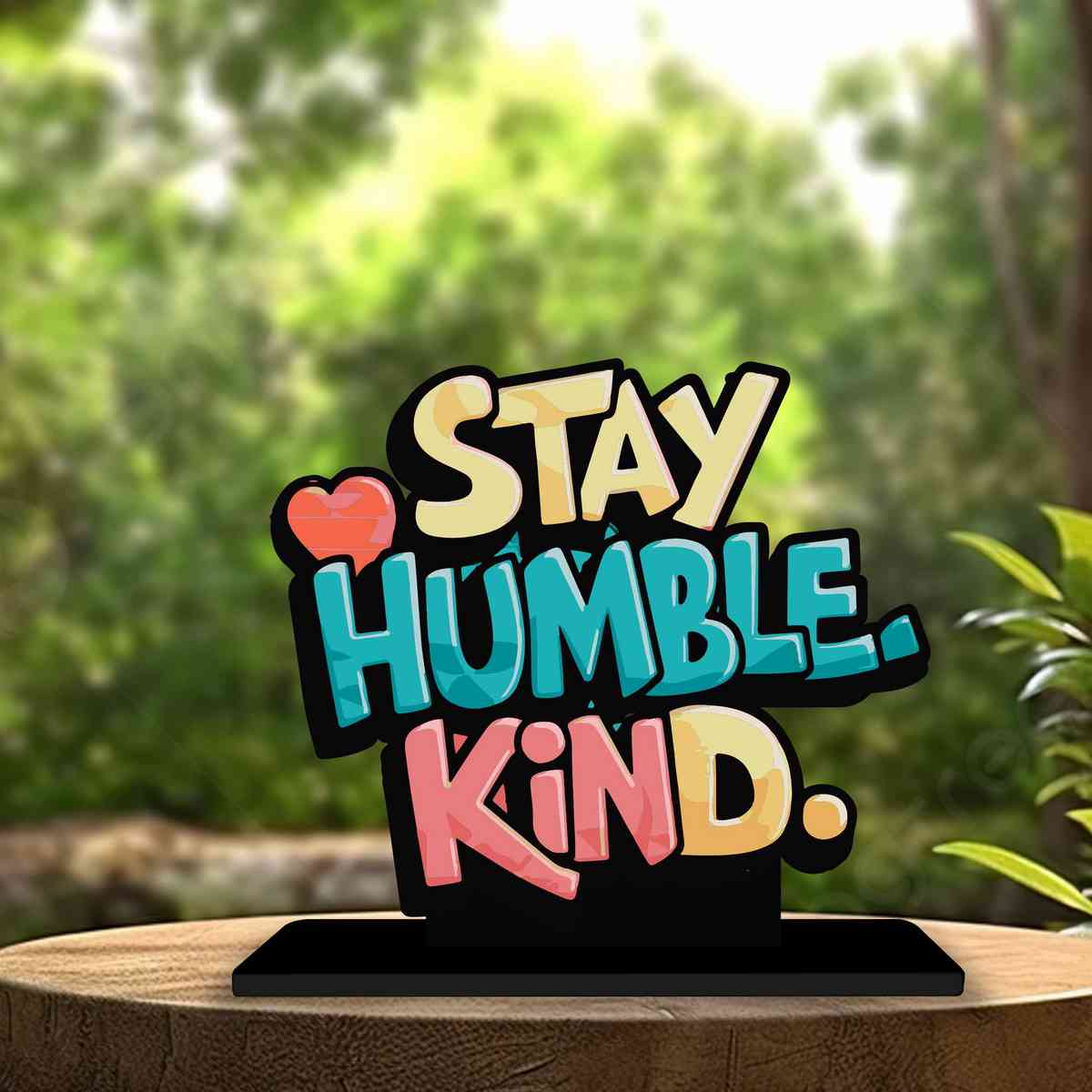 Stay Humble Kind Motivational Quote Wood showpiece, Office and Home Decor Item, Study or Computer Table, Decorative Gift Item - P0099