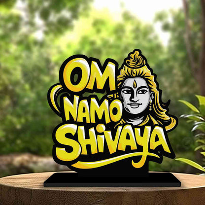 Om Namah Shivaya Motivational Quote Wood showpiece, Office and Home Decor Item, Study or Computer Table, Decorative Gift Item - P0105