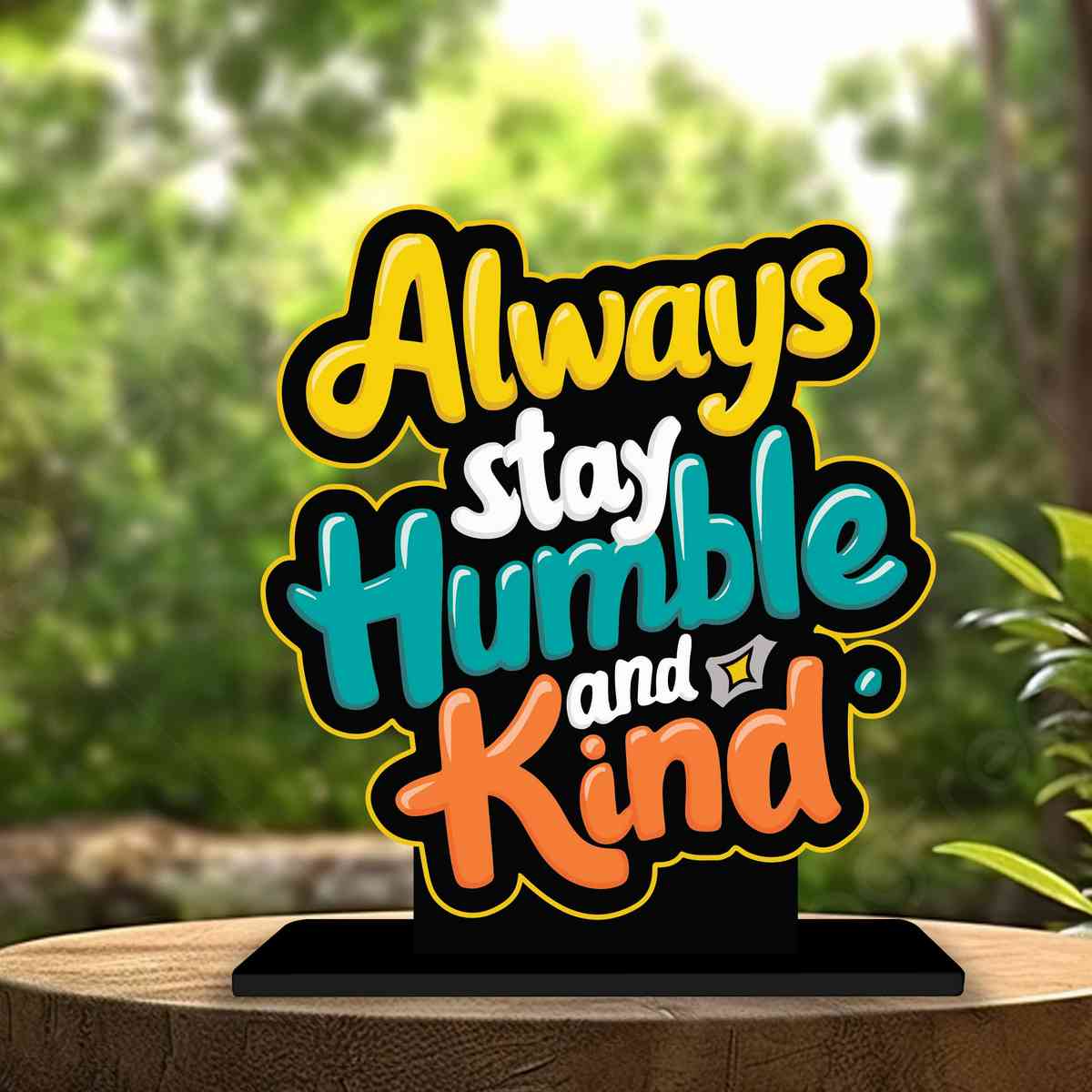 Always Stay Humble And Kind Motivational Quote Wood showpiece, Office and Home Decor Item, Study or Computer Table, Decorative Gift Item - P0114