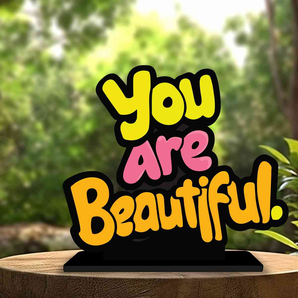 You Are Beautiful Motivational Quote Wood showpiece, Office and Home Decor Item, Study or Computer Table, Decorative Gift Item - P0128