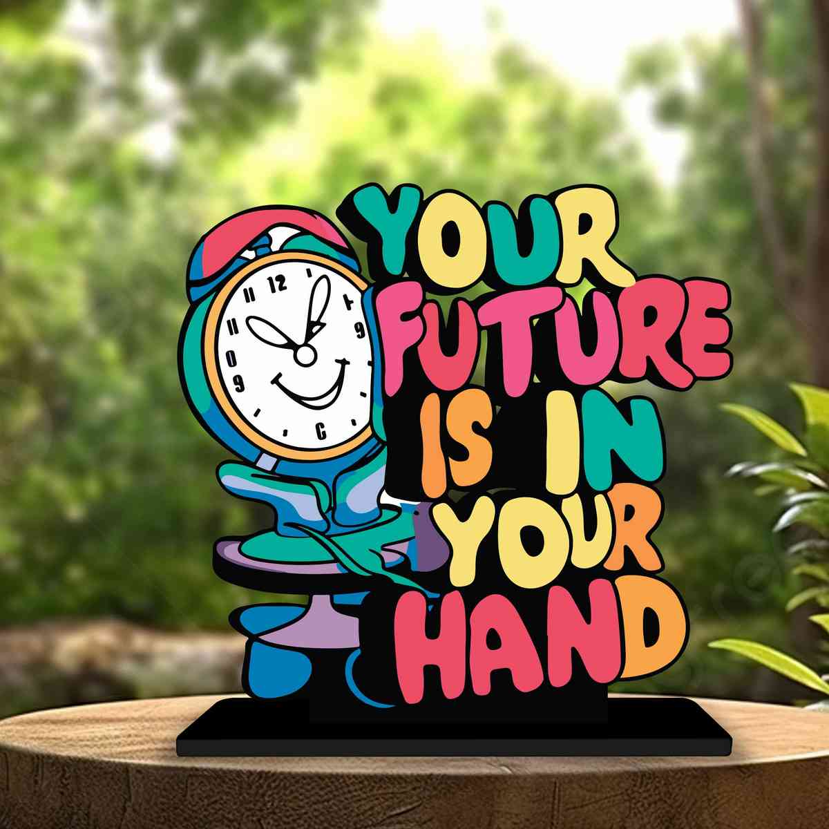 Your Future Is In Your Hand Motivational Quote Wood showpiece, Office and Home Decor Item, Study or Computer Table, Decorative Gift Item - P0194