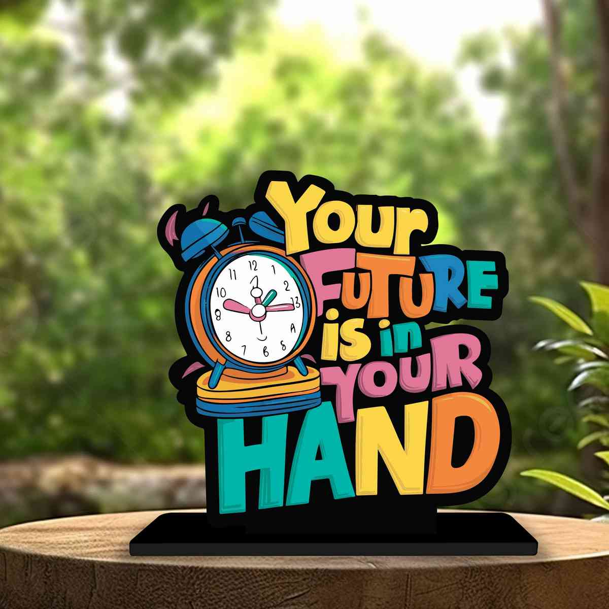 Your Future Is In Your Hand Motivational Quote Wood showpiece, Office and Home Decor Item, Study or Computer Table, Decorative Gift Item - P0195