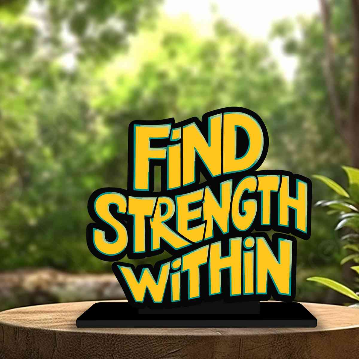 Find Strength Within Motivational Quote Wood showpiece, Office and Home Decor Item, Study or Computer Table, Decorative Gift Item - P0201