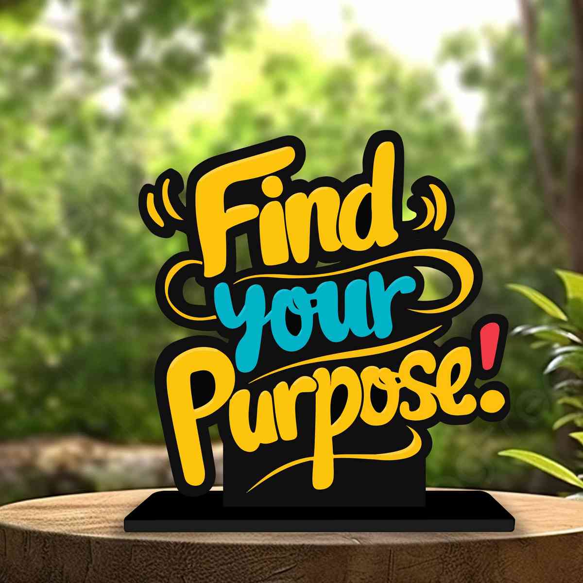 Find Your Purpose Motivational Quote Wood showpiece, Office and Home Decor Item, Study or Computer Table, Decorative Gift Item - P0209