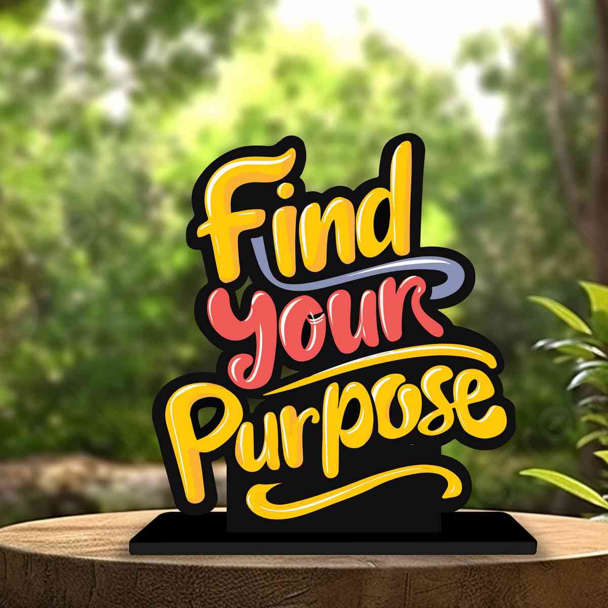 Find Your Purpose Motivational Quote Wood showpiece, Office and Home Decor Item, Study or Computer Table, Decorative Gift Item - P0210