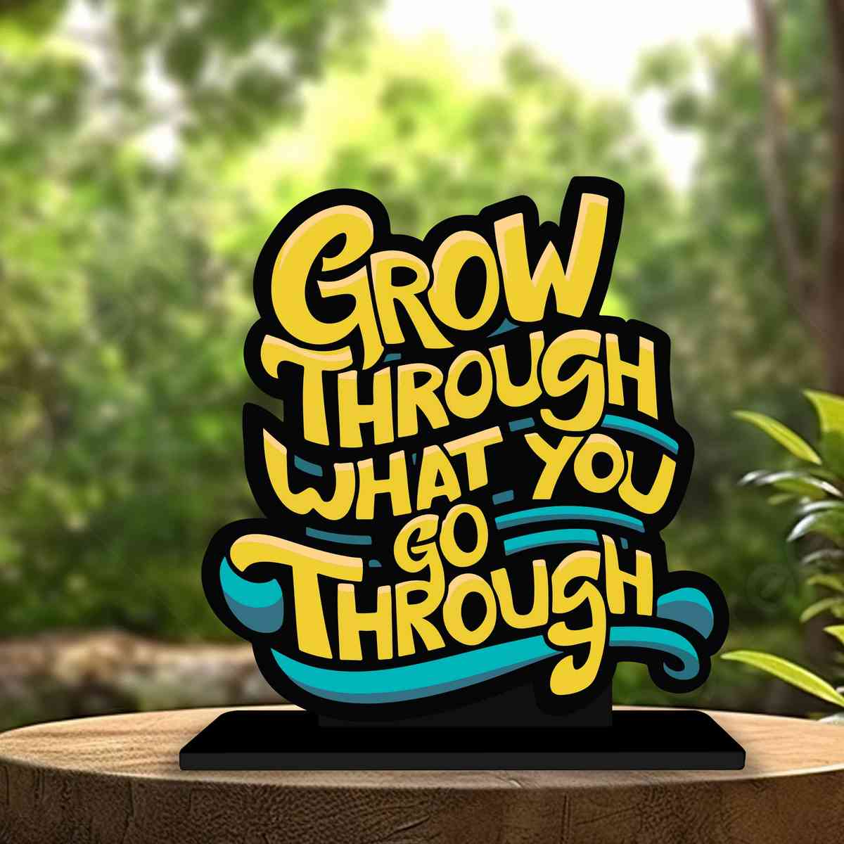 Go Through What You Go Through Motivational Quote Wood showpiece, Office and Home Decor Item, Study or Computer Table, Decorative Gift Item - P0211