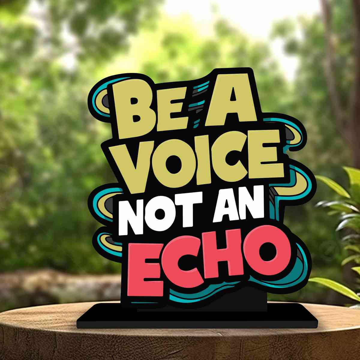 Be A Voice Not An Echo Motivational Quote Wood showpiece, Office and Home Decor Item, Study or Computer Table, Decorative Gift Item - P0216