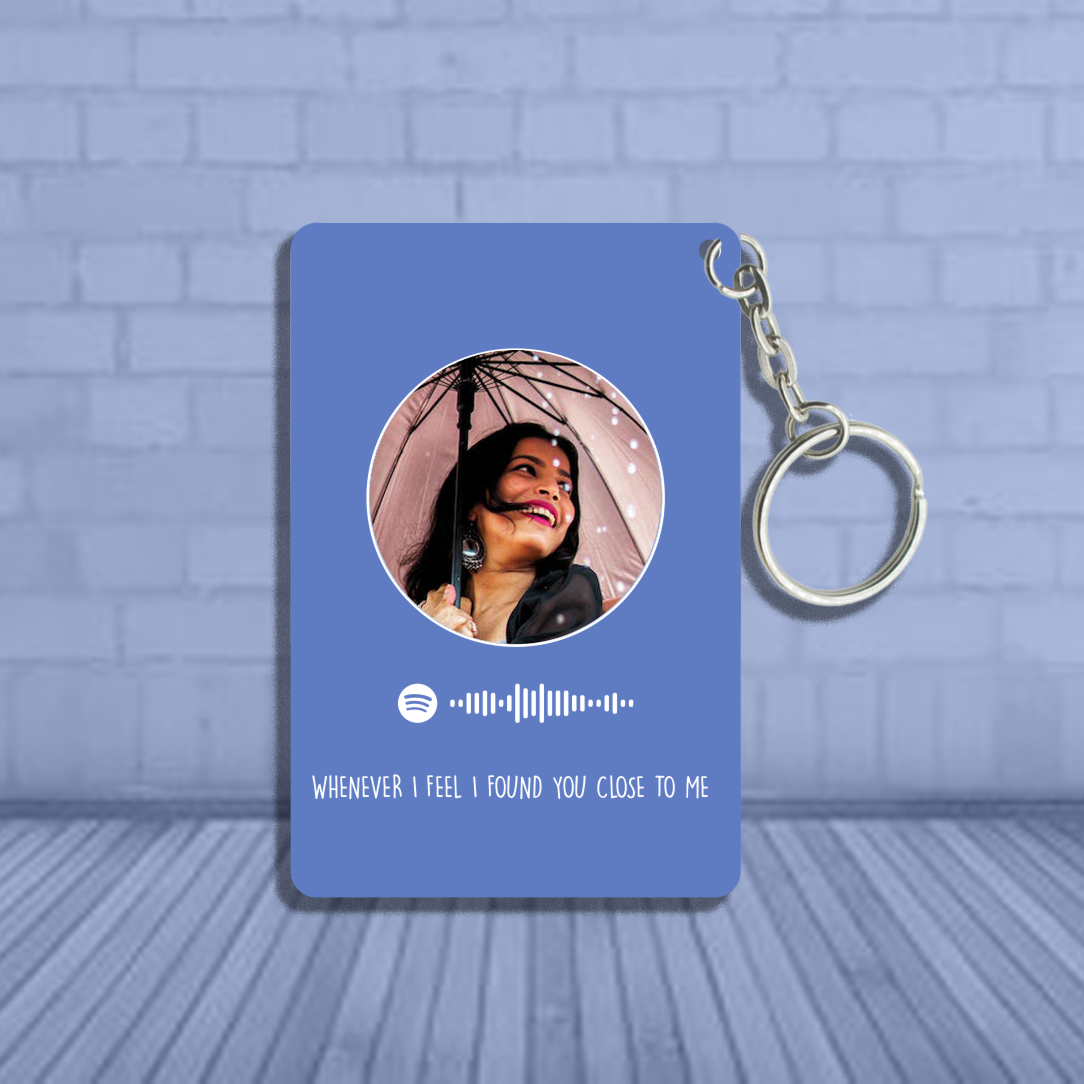 Custom Photo Avatar Spotify Music Code Keychain in Six Colors