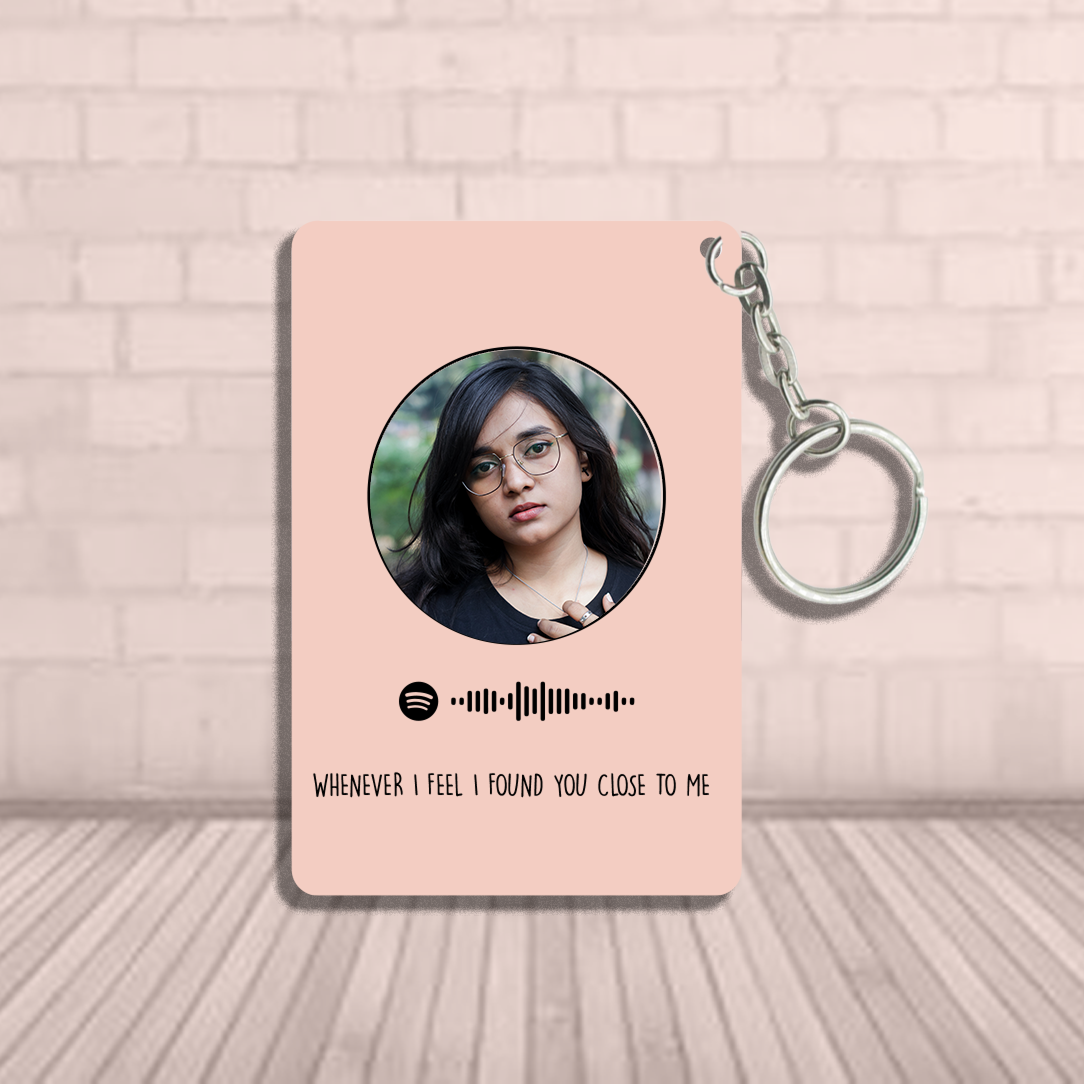 Custom Photo Avatar Spotify Music Code Keychain in Six Colors