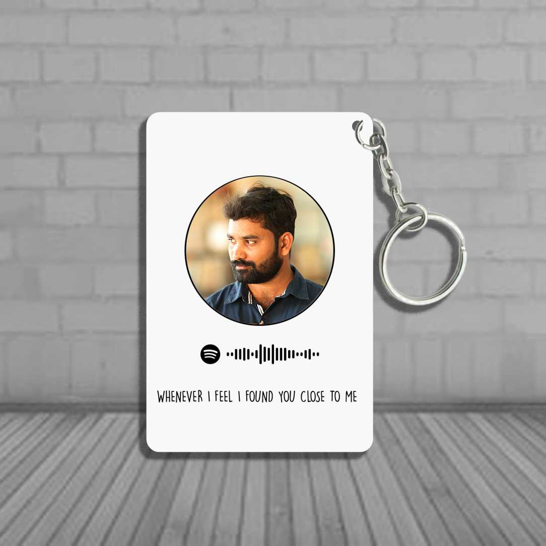 Custom Photo Avatar Spotify Music Code Keychain in Six Colors